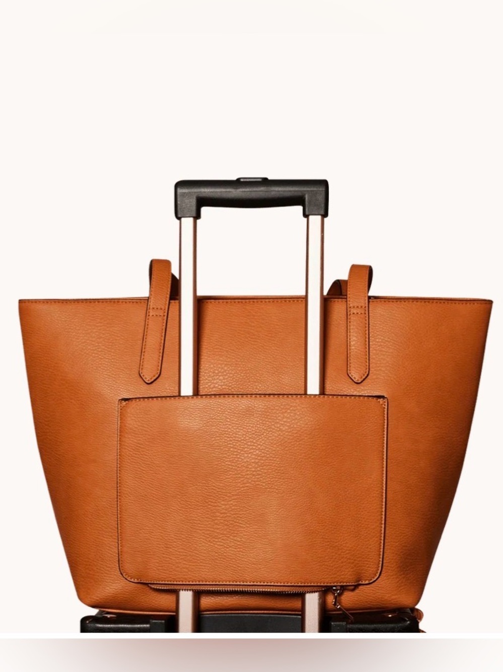 Poppy & Peonies Cognac Leather Tote Bag - Picture 5 of 8